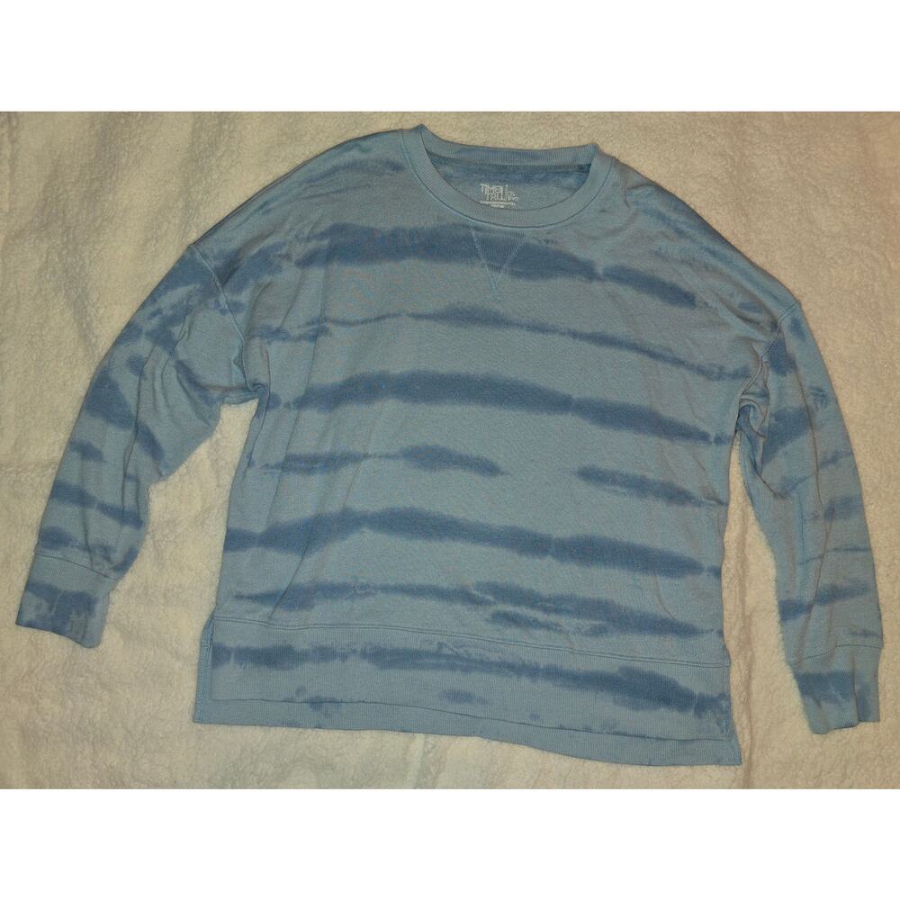 #63 Excellent Pre-Owned Blue Striped Long Sleeve Time & Tru Shirt Size XL